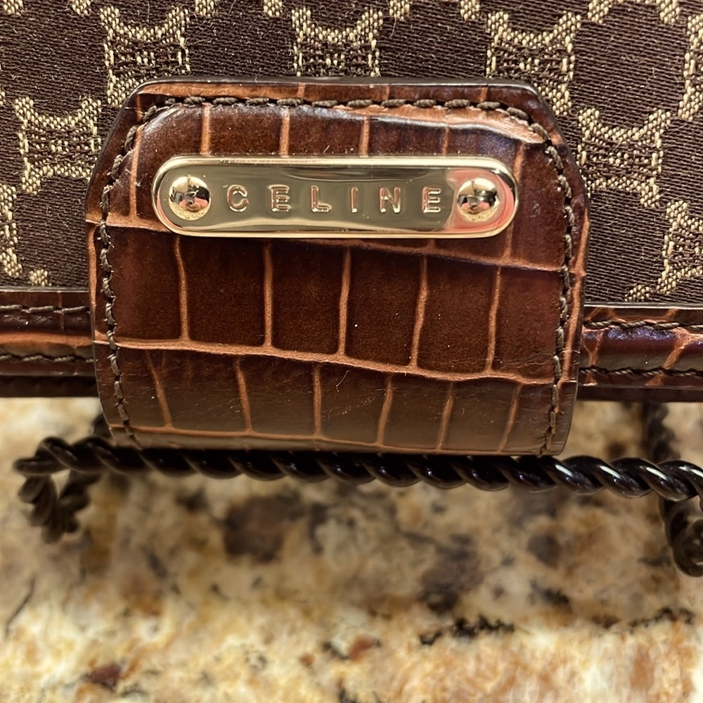 Celine Macadam Canvas & Croc Embossed Leather Wal… - image 3